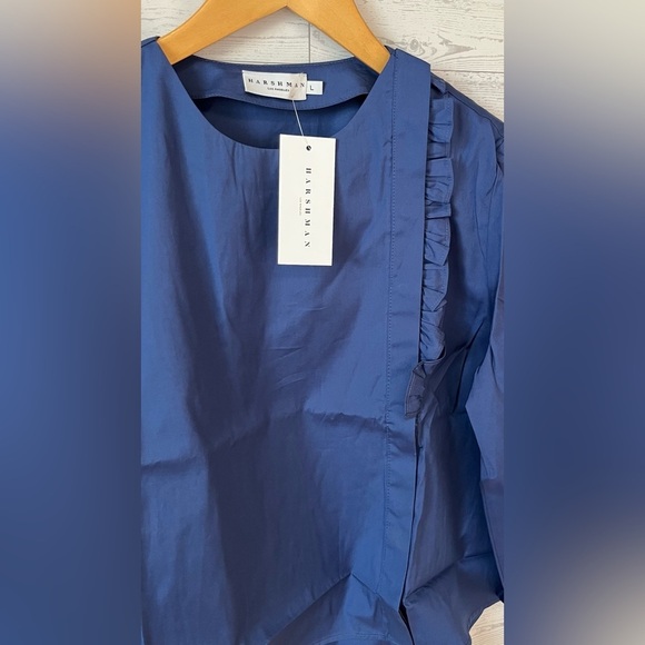 Harshman Leslie Relaxed Fit 3/4 Sleeve Shirt Women’s Size Large Midnight Blue - Picture 3 of 8